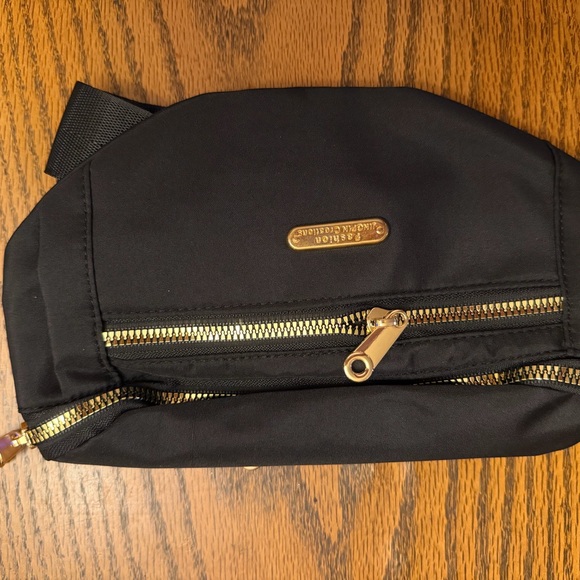 none Handbags - Black Mini Bag with Gold Accents‎